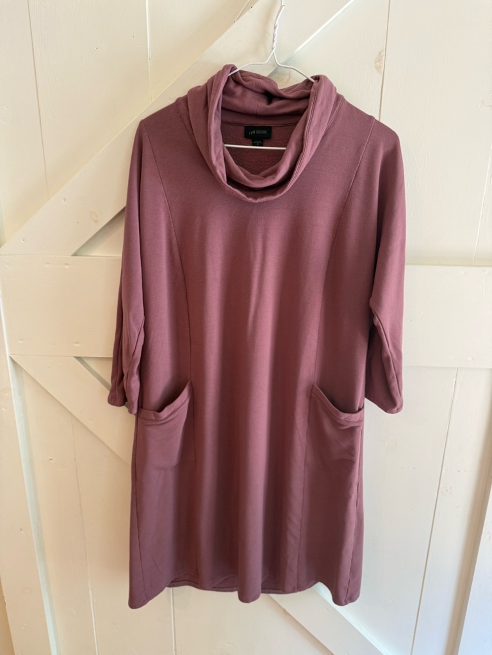 J.Jill Wearever‎ Collection Mauve Cowl Neck Knit Dress Pockets Size Medium